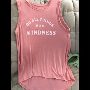 Juniors Tank Top.   Message on front Frayed edges.